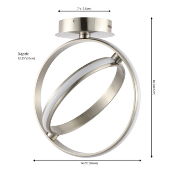 Nicole Modern Minimalist Aluminum Ring Integrated LED Semi Flush Mount - JONATHAN Y